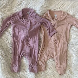 Baby Double Zip Cloud Island One Pieces in Pink and Tan